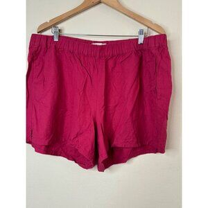 MADEWELL Pull On Elastic Waist With Pockets Red Shorts Plus Size XXL
